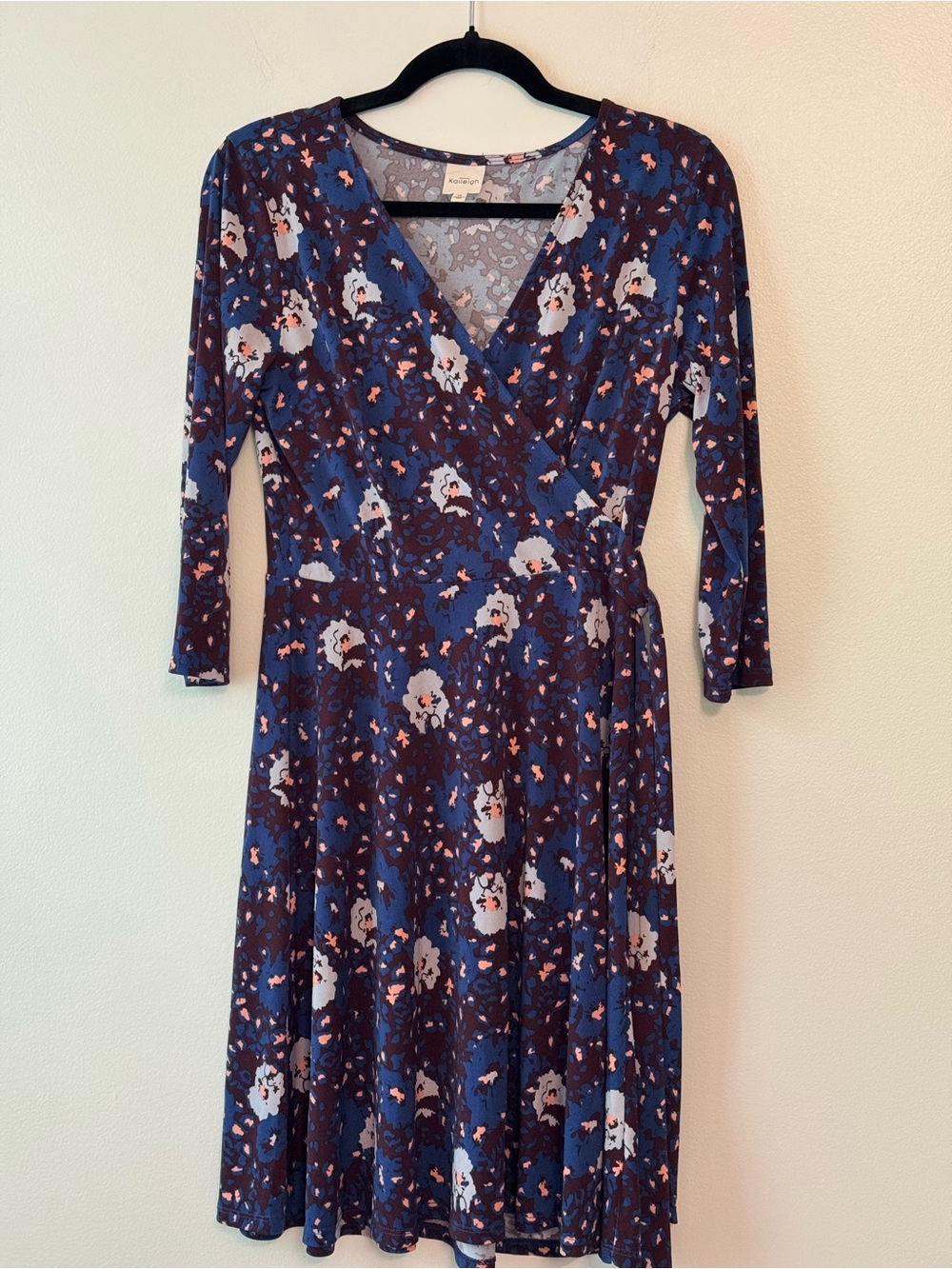 Kaileigh Navy Blue Floral Wrap Dress